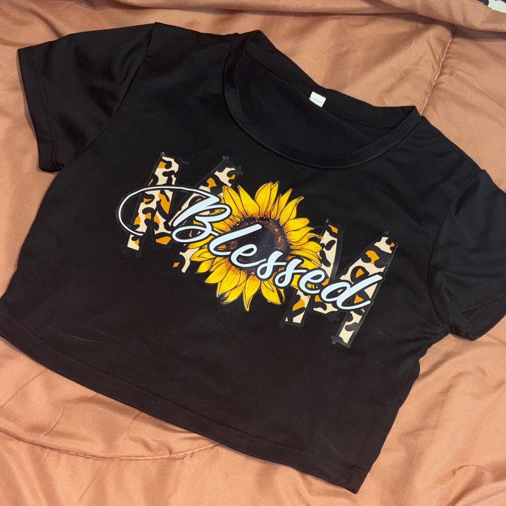 Black Blessed Sunflower Women's Crop Top